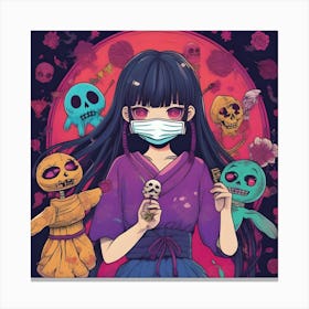 Anime Girl With A Mask Canvas Print