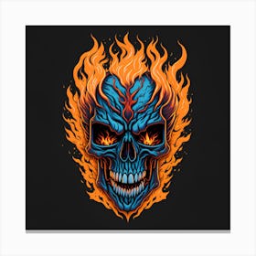 Skull In Flames Canvas Print