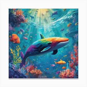Rainbow Whale Canvas Print