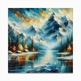 Montain lac oil painting abstract painting art 7 Canvas Print