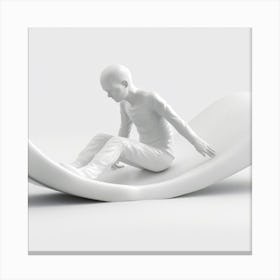 Man Sitting On A White Surfboard Canvas Print