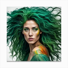 Beautiful Woman With Green Hair Canvas Print