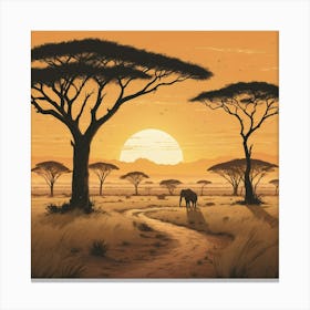 Sunset In The Savannah Canvas Print