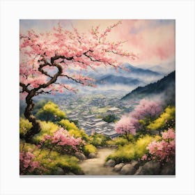 Japanese Sakura In Mountain 11 Canvas Print