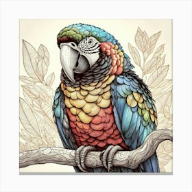 Line Art Ara parrot Canvas Print