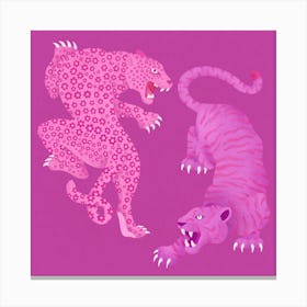 Floral tattoo pink big cats Canvas Print