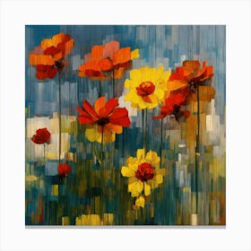 Poppies,crowd of flowers, abstract art Canvas Print