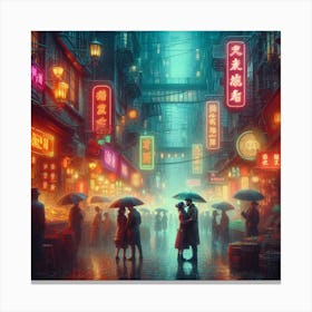 Hong Kong City At Night 1 Canvas Print