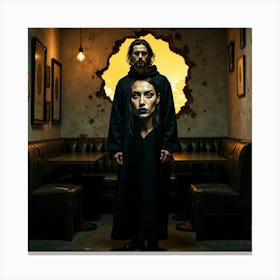 Woman In A Black Robe 1 Canvas Print