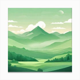 Misty mountains background in green tone 158 Canvas Print