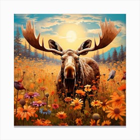 Moose In The Meadow 3 Canvas Print