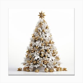 Christmas Tree With Gold Ornaments Canvas Print
