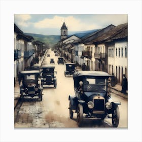 Early Small Town America And The Automobile ~Reimagined 16 Canvas Print