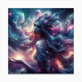 Goddess with long flowing hair Canvas Print