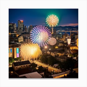 Fireworks Over San Francisco Canvas Print