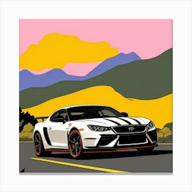 High-Performance Car Front Shot with Stripes Canvas Print