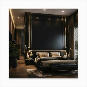 A High End Luxury Bedroom With Black Décor (8) Canvas Print
