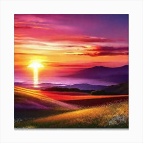 Sunset Over The Meadow Canvas Print