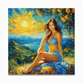 Sunset Girlvgg Canvas Print