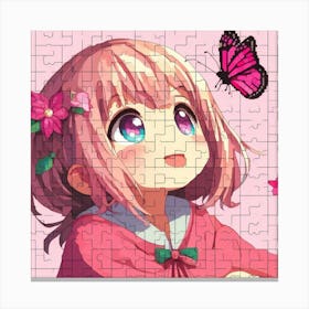 Anime Girl With Butterfly Canvas Print