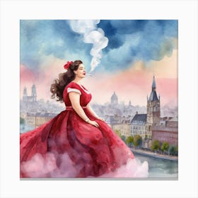 Woman Smokes Canvas Print