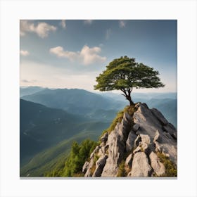 Lone Tree On Top Of Mountain 10 Canvas Print