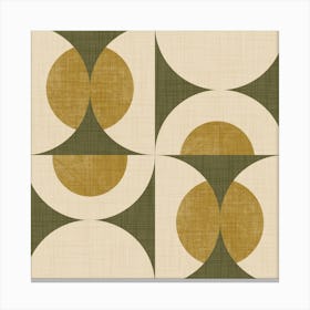 Retro Vintage Circle Fusion Mid Century Orbs Olive 50s Geometric Canvas Print