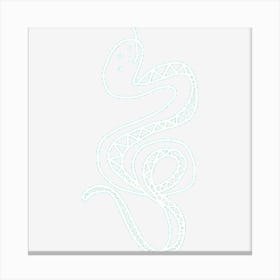 Snake White Line Art Vertical Canvas Print