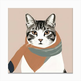 Cat With Scarf Canvas Print