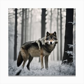 Wolf In The Forest 35 Canvas Print
