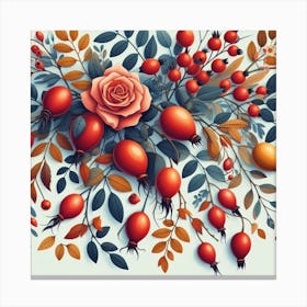 Scandinavian Art, Rosehip berries 2 Canvas Print