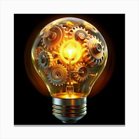 Lightbulb With Gears Inside Idea Concept Canvas Print