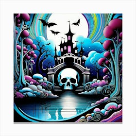 Psychedelic Horror Castle Canvas Print