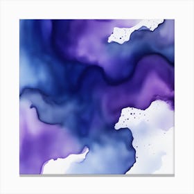 Beautiful indigo violet abstract background. Drawn, hand-painted aquarelle. Wet watercolor pattern. Artistic background with copy space for design. Vivid web banner. Liquid, flow, fluid effect. Canvas Print