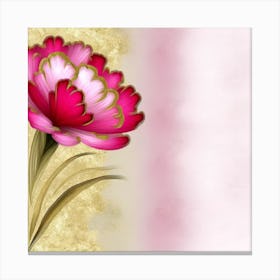 Pink Flower On A Gold Background Canvas Print