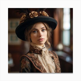 Victorian Woman In Hat 2 Canvas Print