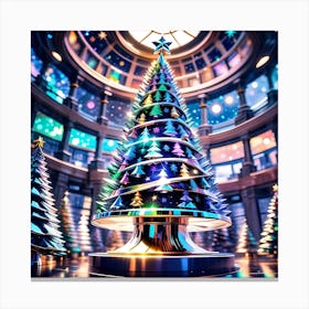 Christmas Tree In A Hall Canvas Print
