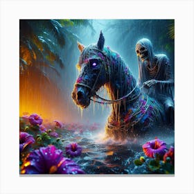 Skeleton On A Horse Canvas Print