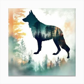 Silhouette of wolf 1 Canvas Print