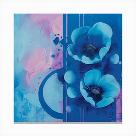 Blue Poppies on abstract background Canvas Print