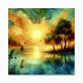 Sunset Watercolor Painting Canvas Print