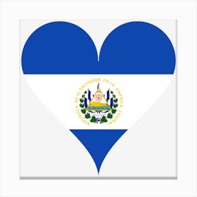 Flag Heart Salvador Central America Heart Shaped Coat Of Arms Love Canvas Print