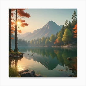 Sunset On The Lake Canvas Print