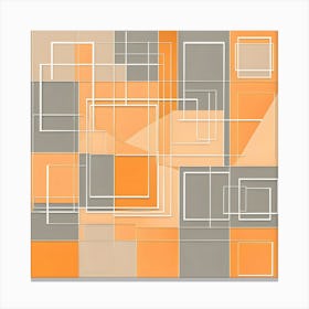 Abstract Orange And Grey Squares Canvas Print