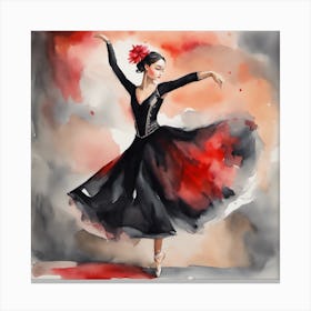 Ballerina Watercolor Painting Canvas Print