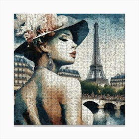 Abstract Puzzle Art French woman in Paris 12 Canvas Print