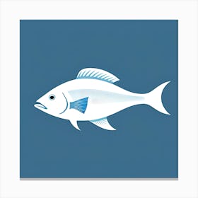 White Fish On Blue Background Canvas Print