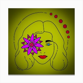Woman With A Flower In Her Eye Canvas Print