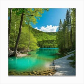 Blue Lake In The Forest 17 Canvas Print