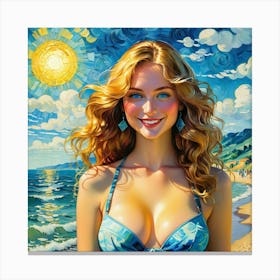 Girl On The Beach yhn Canvas Print